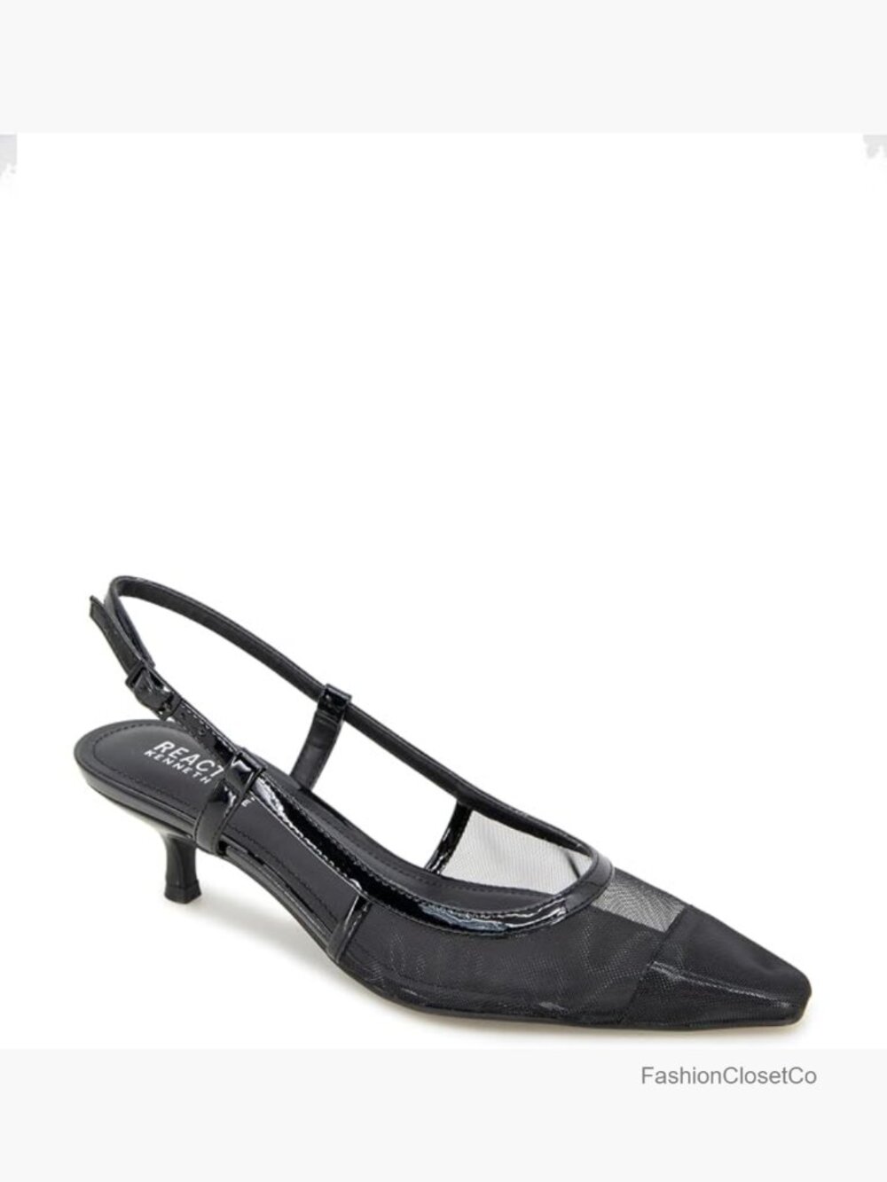 Kenneth Cole Reaction Maggie Mesh Kitten Heel Pointed Toe Slingback Pump Shoe